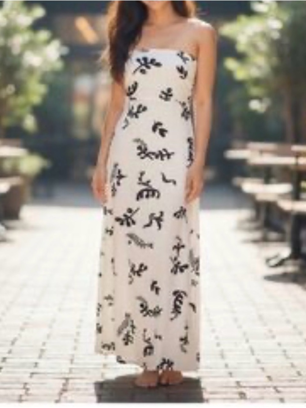Paper Heart Linen Blend Floral Strapless Maxi Dress Sz S